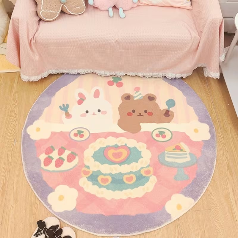 Commercial Printing Format - Karpet Bulat Motif Kue Beruang Kelinci